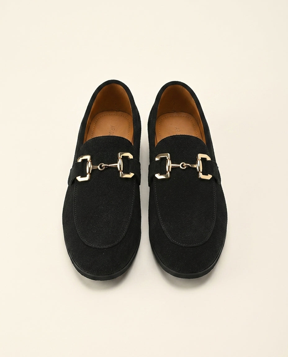 Suede Horsebit Loafer Black - Black
