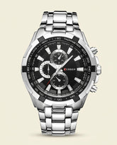 CR Elite Chronograph Steel Watch - Silver + Black