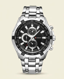 CR Elite Chronograph Steel Watch - Silver + Black