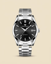 FG Elite Automatic Steel Watch Black Dial - Silver + Black