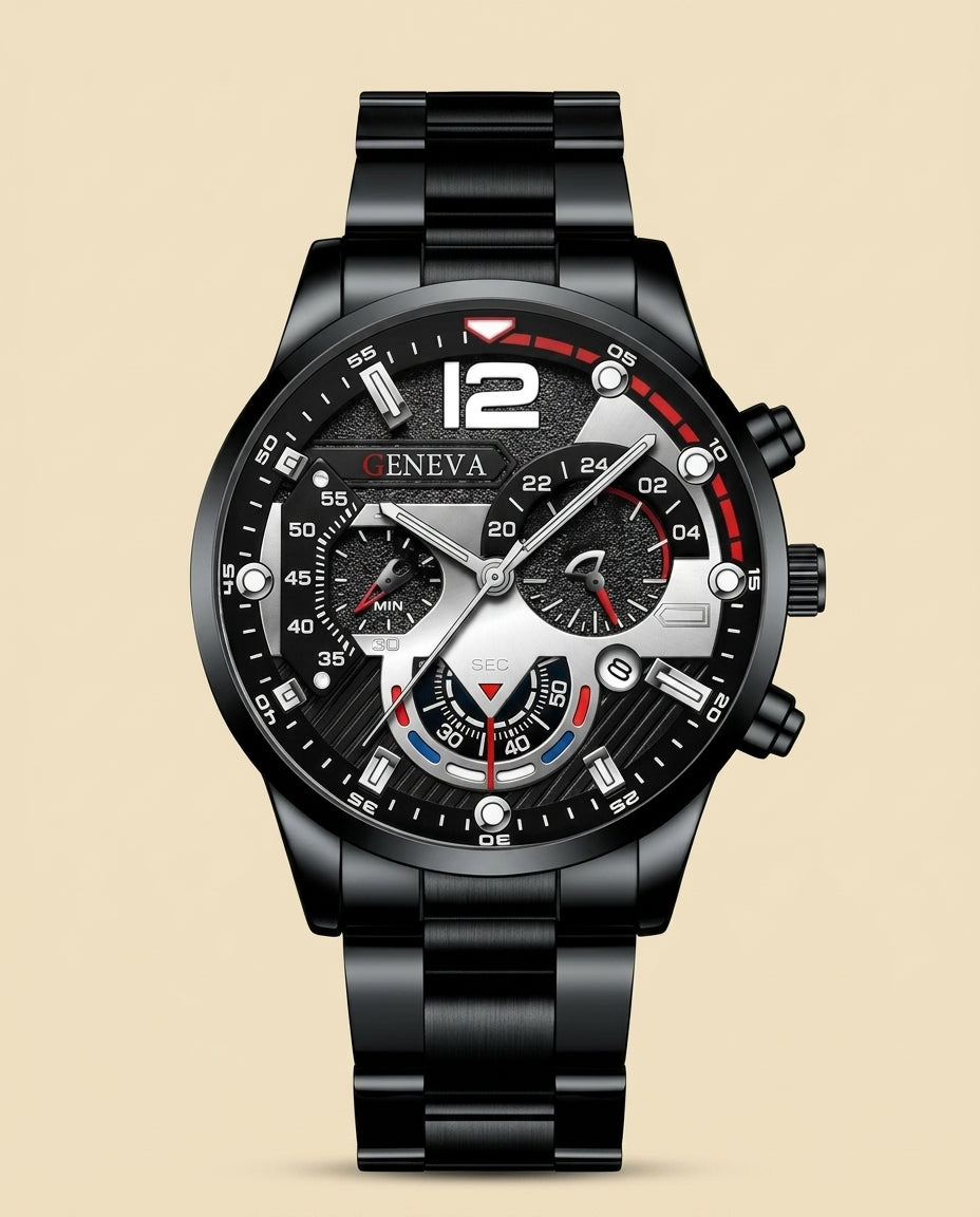 GV Prestige Sport Chronograph Black Red - Black + Red
