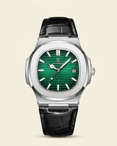 PD Prestige Nautilus Style Green Dial Watch - Silver + Green