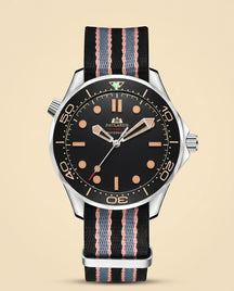 PR Automatic Diver Watch NATO Strap - Black + Rose Gold + NATO