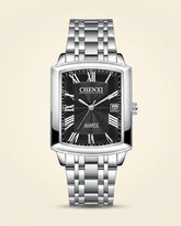 CX Classic Rectangle Roman Watch Silver - Silver + Black