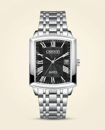 CX Classic Rectangle Roman Watch Silver - Silver + Black