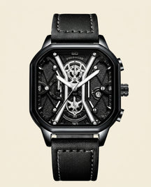PD Elite Skeleton Square Chronograph Black - Black