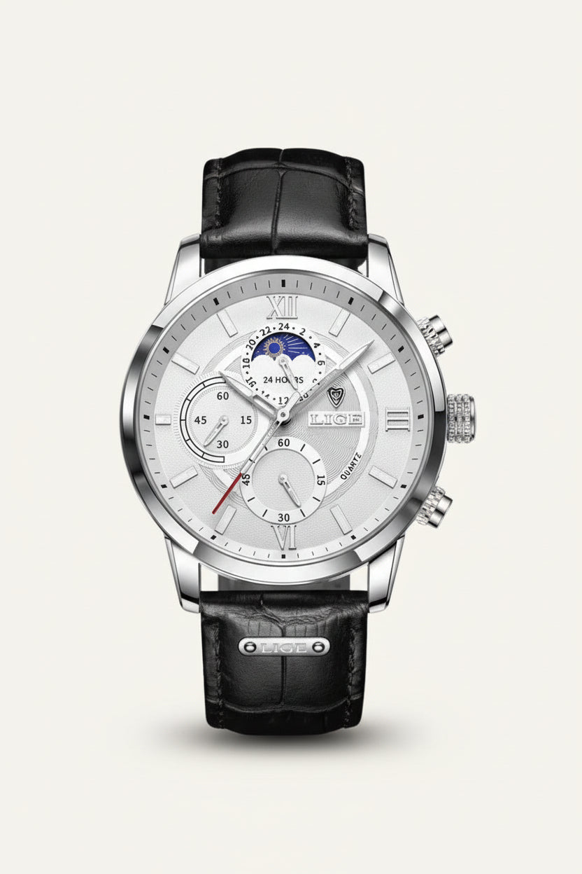 Relógio Masculino Civano DeVito Branco e Prata