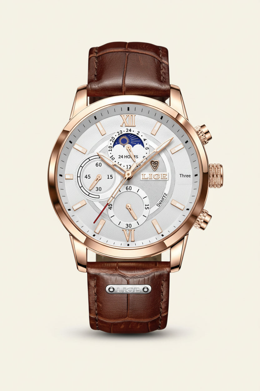 Relógio Masculino Civano DeVito Branco e Dourado