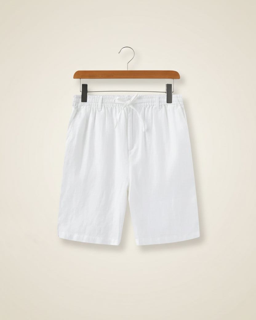 Short Masculino de Linho Old Money Milford Branco