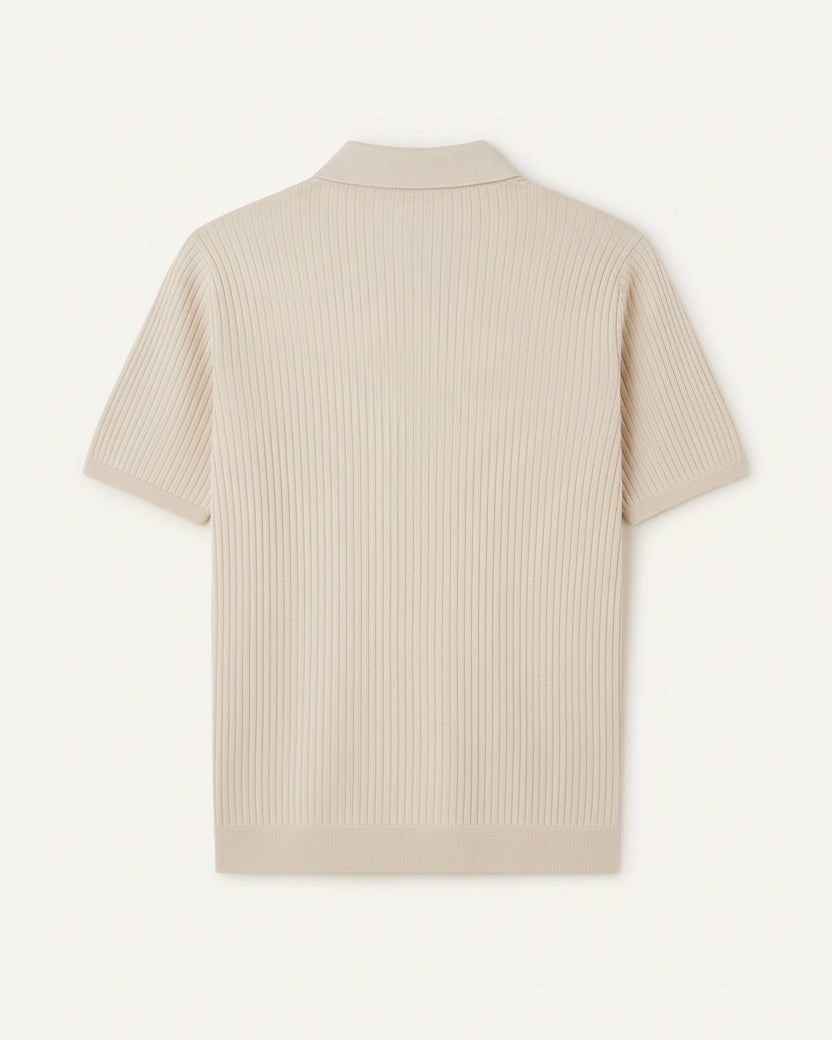 Striped Knit Polo Shirt - Montelle