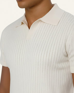 malha Camisa Polo Masculina de Malha Old Money Saville Branca