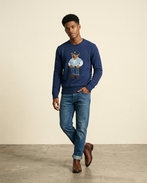 RL Polo Bear Denim Knit Sweater